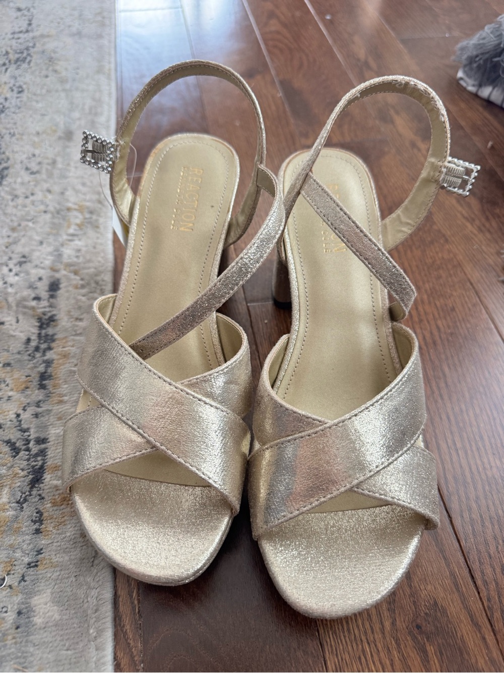 Kenneth Cole Reaction Gold Metallic Crisscross Slingback Sandals